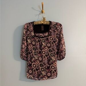vintage y2k my michelle 3/4 sleeve blouse floral detail size M